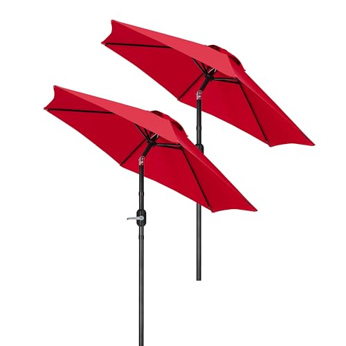 Yaheetech 7.5FT Patio Umbrella Market Umbrella with 6 Ribs Push Button Tilt and Crank Garden Table Umbrella for Garden, Deck, Backyard, Pool, Beach Red - color: Red, size: 7.5FT