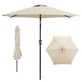HASLE OUTFITTERS 7.5ft Patio Umbrella,Outdoor Table Umbrellas w/Heavy Duty Ribs, Effortless Crank and Push Button Tilt, Wind Resistant Sun Umbrella for Garden, Deck, Backyard, Pool, Beige - color: Beige-Round