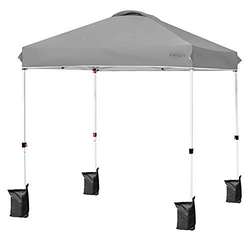 Tangkula Outdoor Pop-up Canopy Tent, 6.6 x 6.6 FT Height Adjustable Commercial Instant Canopy w/Portable Roller Bag, 4 Weight Bags, Outdoor Camping Sun Shelter for Camping, Party - color: Gray, size: 6.6x6.6 FT