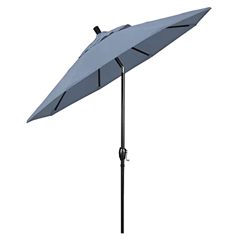 California Umbrella GSPT908302-5410 9' Round Aluminum Market, Crank Lift, Push Button Tilt, Black Pole, Sunbrella Air Blue - color: Air Blue