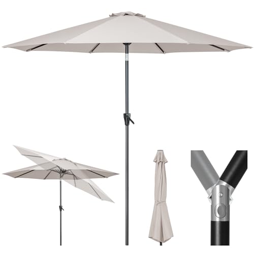 Tempera Patio Market Outdoor Table Umbrella with Push Button Tilt and Crank, Large Sun Umbrella with Sturdy Pole & Fade Resistant Canopy, Easy to Set - color: Beige, size: 10 FT