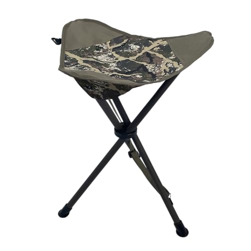 Black Sierra Folding Hunting Stool w/Shoulder Strap Supports 225 lbs, Lightweight Collapsible Tripod Seat, Foldable Steel Frame Chair Perfect for the Hunting Blind, Fishing, Hiking, Travel - color: Axs Ranger Camo