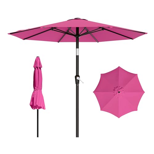 AreShark 9 FT Patio Umbrella for Outdoor, Outdoor Table Umbrella with Push Button Tilt and Crank, Outdoor Patio Umbrellas with 8 Sturdy Ribs for Market, Garden, Pool (Rose Pink) - color: Rose Pink, size: 9ft