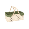 Picnic Basket with Handle，Natural Woodchip Basket with Washable Lining for Camping（14X7.5X5.5inches） (Green) - color: Green