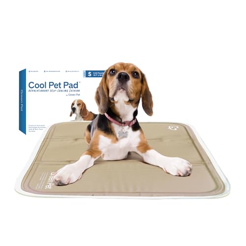 The Green Pet Shop Cool Pet Pad - Small, Latte- Self-Cooling, Pressure Activated Mat for Dogs & Cats from 9-20 lbs - Non-Toxic Gel, No Water Needed - color: Latte, size: Small