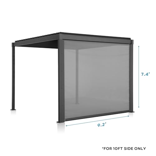 Mirador Accessory - 10Ft Side Shade Screen for Mirador pergola 80/88 Series, Crank, Enhance Outdoor Living Space with Sun Shade, Wind Block, UV Resistant, Charcoal, not pergola - color: Charcoal, size: 10Ft Side(for 80/88s)