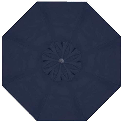 Treasure Garden Octagonal 9 ft Patio Umbrella - Outdoor Furniture Table Umbrella – Push-Button Tilt – Bronze Aluminum Frame (Obravia, Navy) - color: O'bravia Navy w/Bronze Frame, size: 9 FT Push Button Tilt