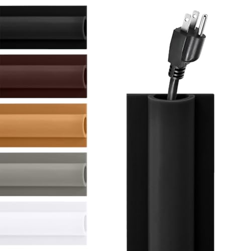 Rubber Bond TV Cord Hider Cable Protector - Strong Self Adhesive Wall Cord Cover Cable Hider - Low Profile Cable Management Wall Cord Concealer Cable Raceway - color: Black, size: 8 Feet, style: 1 Cord