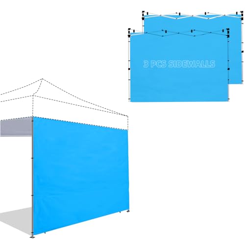 Joramoy Canopy Tent Sidewalls for 10×10 Pop Up Canopy, 3 Pack Instant Sunwall, UV Protection and Waterproof Shade Wall, Straight Leg Sidewalls 3 PCS Only (SkyBlue) - color: SkyBlue, size: 10×10