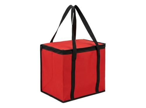 JoEzzy Insulated Food Delivery Bag & 6 Cup Drink Carrier Set – Thermal Drink Carrier Bag for Hot or Cold Food – Professional Red Delivery Bag Insulated Set & Foldable Drink Caddy