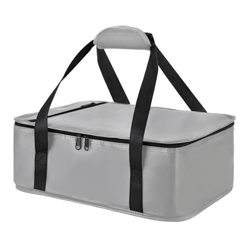 Bodaon Insulated Casserole Carrier Bag, Fits 9"x13" and 11"x15" Baking Dish with Lid, Casserole Carriers for Hot or Cold Food for Transport (Grey) - color: Grey