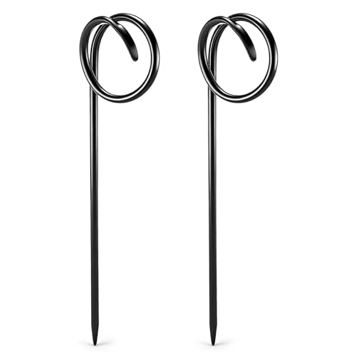 2 Pcs Garden Hose Guide Spike 14 Inch Heavy Duty Metal Hose Support Spike Iron Decorative Garden Stakes Protector to Keeps Flower Beds Plant Yard Lawn