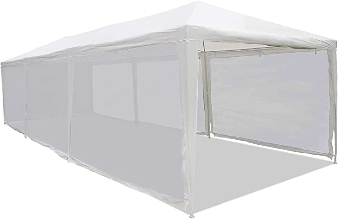 (White) Super Heavy Duty Mesh Tarp Net Sail Sun Shade Awning and Fence Screen Patio and Canopy Cover (7' x 30') Finished Size 6'.6 X 29'.6 - size: 7' x 30'
