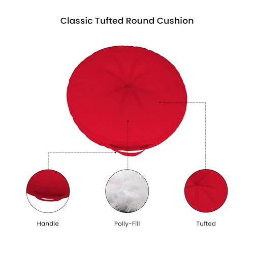 Covers & All Sunbrella Round Seat Cushion with Handle, Plush Outdoor Pillows and Chair Cushions for Home or Patio (24 x 5 Inch, Canvas Jockey Red) - color: Canvas Jockey Red, size: 24 x 5, style: Handle