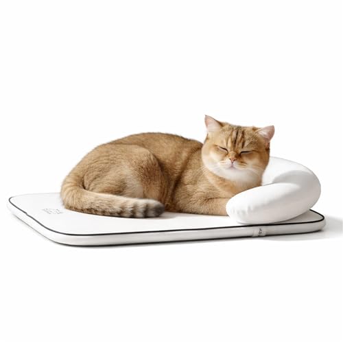 Nona Pelona Self Cooling Pet Mat – Cooling Pad for Cats and Small Dogs – No Gel, No Water, Removable Washable Cover, Anti-Slip Base - color: Cooling Ice Gray