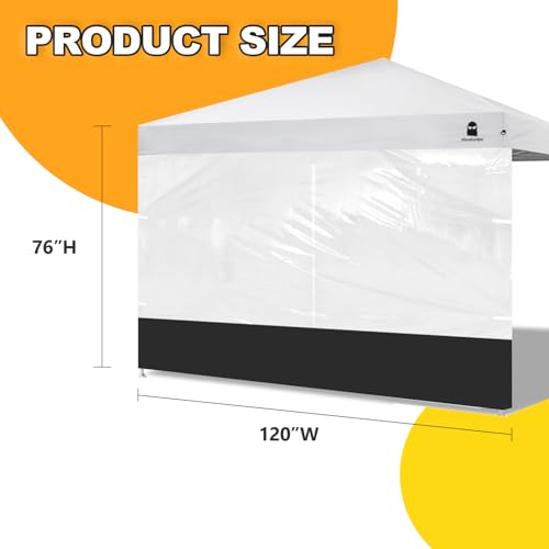 Clear Sidewall Splicing Transparent Canopy Sunwall for 10x10 Pop Up Canopy (Black) - color: Black