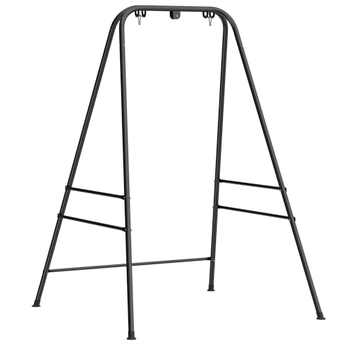Outsunny Hammock Chair Stand, Free Standing Heavy Duty Hanging Swing Chair with Anti-Slip Foot Pads, 2 Carabiners, for Relaxation, Indoor and Outdoor Use, Black - color: Black