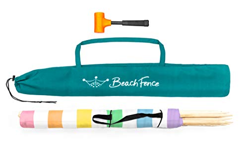 Premium 20 ft Beach Windscreen, Privacy Screen, Wind Blocker - Pastel Perfect, Free Rubber Mallet and Carry Bag Included - color: Pastel Perfect