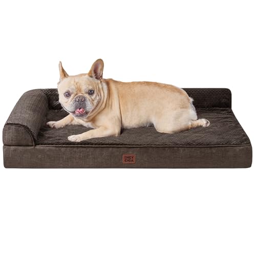 EHEYCIGA Orthopedic Dog Bed Medium Size Dogs, Memory Foam Dog Bed with Washable Removable Cover, Waterproof Pet Sofa Couch for Crate with Nonskid Bottom, 30x20x6,Brown - color: Brown, size: 30.0"L x 20.0"W x 6"Th