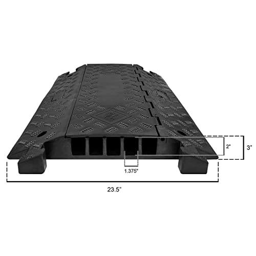 Electriduct Extreme Rubber 5 Channel Cable Protector 36" Wire Cover with 1-3/8" Channels Black - color: Black Base / Black Lid, size: 5 Channel Cable Protector