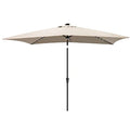 C-Hopetree Rectangular Outdoor Patio Market Umbrella with Solar LED Lights 6.5 x 10 ft - color: Taupe