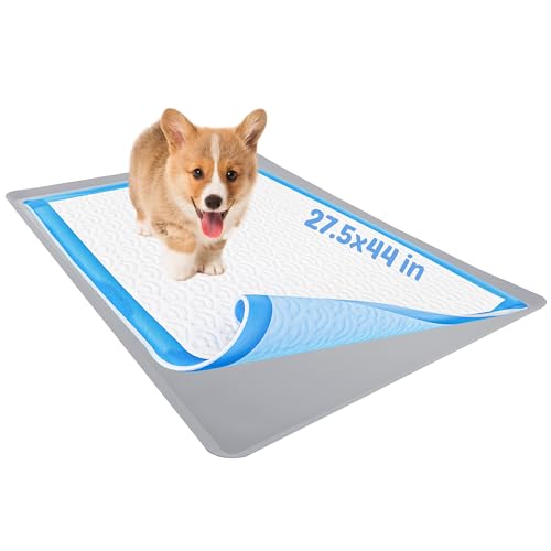 TidyFriend Dog Pee Pad Holder Tray Fits for 27.5” x 44” Wee Wee Pee Pads - Stable Grip, Raised Edges, Quick-Wipe Silicone Surface Dog Potty Tray Holder for Indoor Flooring Protection (Light Grey) - color: Light Grey
