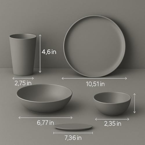 40-Piece Unbreakable Plastic Kitchen Dinnerware Set – Service for 8 | Modern Reusable Dish Set for Home, Outdoor Camping | Microwave & Dishwasher Safe, BPA-Free, Eco-Friendly