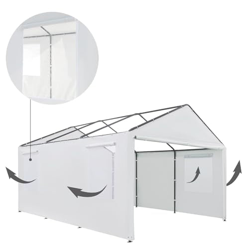 Carport Replacement Side Wall Tarp Top for 10' x 20' Carport Frame Replacement Sidewall Cover (White Top Cover and Frame Not Included)
