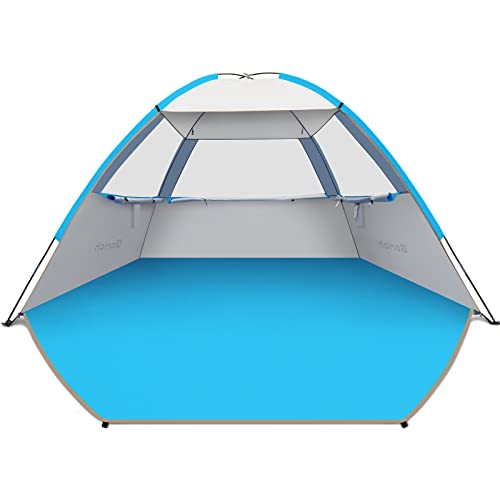 Gorich Beach Tent Sun Shelter for 3/4/6/8/10 Person with UPF 50＋ UV Protection, Lightweight & Easy Setup Beach Shade Canopy, Portable Beach Shade Tent Beach Cabana - color: Silver, size: 6 Person