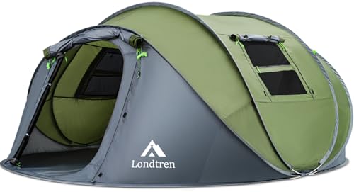 4 Person Easy Pop Up Tent Waterproof Automatic Setup 2 Doors-Instant Family Tents for Camping Hiking & Traveling - color: Green