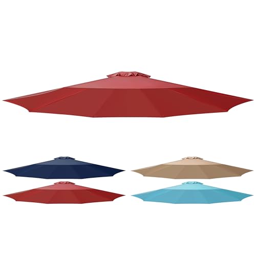 Simple Deluxe 9' Patio Umbrella Replacement Canopy Only Outdoor Table Market Yard Umbrella Replacement Top Cover with 8 Ribs, Red - color: Red Canopy Only, size: 9ft
