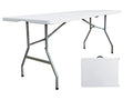 6ft Folding Table - Heavy Duty Plastic Portable Picnic Table with Handle, 330lb Capacity, Indoor Outdoor Utility Table for Parties, Camping, Dining - size: 6FT