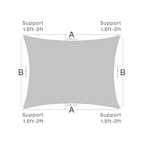 Sun Shade Sail Canopy, 10' x 13' Rectangle 95% UV Block Shade Cover for Outdoor, Backyard Patio, Lawn, Garden, Sandbox Carpor Light Gray - color: Light Gray, size: 10' x 13'
