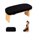Meditation Bench with Cushion Foldable Ergonomic Bamboo Kneeling Stool Seiza Bench Wooden Meditation Stool Chair Zen Lotus Yoga Stool Floor Sitting Prayer Bench Removable Pillow - color: Black-1