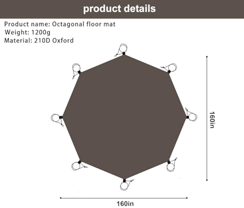 13.5x13.5 ft Tent Footprint Waterproof Camping Tarp Ultralight Mat Under Tent Moisture-Proof Ground Sheet Mat(Brown) - color: Octagon Brown, size: 160x160in