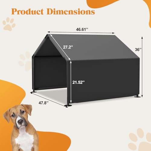 4×4×3 ft Dog Shade Shelter Pet Tent Outdoor, Portable Pet Tent, Outside Dog Sun Rain Canopy Pet House Animal Shelter, for Small to Large Dogs, Cats (Grey) - color: Gray