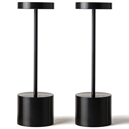 SAKRINGT 2 Pack Rechargeable Table Lamp, LED Cordless Table Lamp,5000mAh Battery Operated Portable Table Light,Dimming for Restaurant/Patio/Outdoor(Black) - color: 2Pack Black