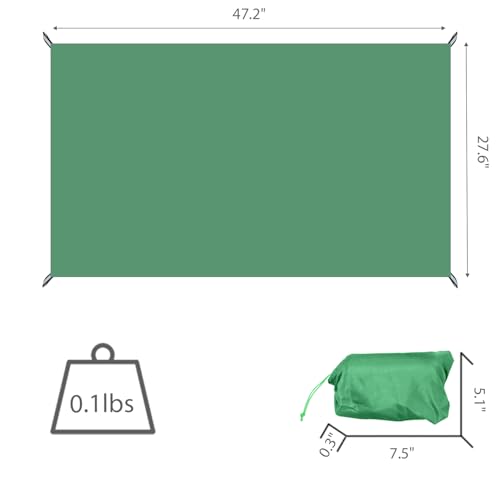 Wind Tour Multifunctional Tarp Waterproof with Carry Bag for Tent Ultralight Outdoor Tent Footprint for Ground Camping Hiking (Green-47.2" x27.6") - size: Green-47.2" x27.6"