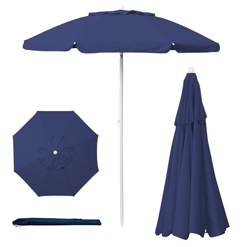 PICNIC TIME 5.5 Ft Portable Beach Umbrella, Lightweight UV Protection Sunshade with Tilt Pole & Carry Bag, Outdoor Canopy Umbrella for Beach, Sand, Pool, Patio, Camping, Travel, or Backyard Shade, (Navy Blue) - color: Navy Blue