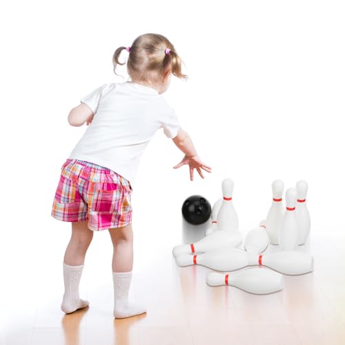 Toddmomy Kids Mini Bowling Set with 10 Pins & 2 Balls, Indoor Outdoor Sports Toy for Toddlers Ages 3-6, Educational Family Games for Boys Girls, Party Favors Birthday Gift (6.3in Tall)