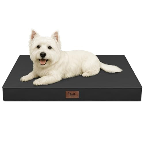 Outdoor Dog Bed for Small Dogs & Cats, Waterproof Dog Crate Mat Orthopedic Egg Crate Foam with Washable Removable Oxford Cover, Black - color: Black, size: 23.0"L x 17.0"W x 2.5"Th