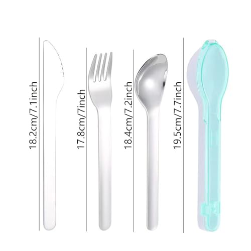 Travel Cutlery Set with Case Portable Silverware Utensils Set,ABS cutlery box, spoon and forkReusable Flatware Set Cutlery Set for Camping Picnic Hiking Office (green), 1, BXCJ01 - color: Green