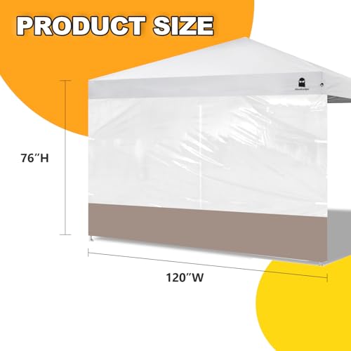 Clear Sidewall - Transparent Canopy Walls, Sidewall for 10x10 Pop Up Canopy - Straight Leg, 1 Pack (Khaki) - color: Khaki