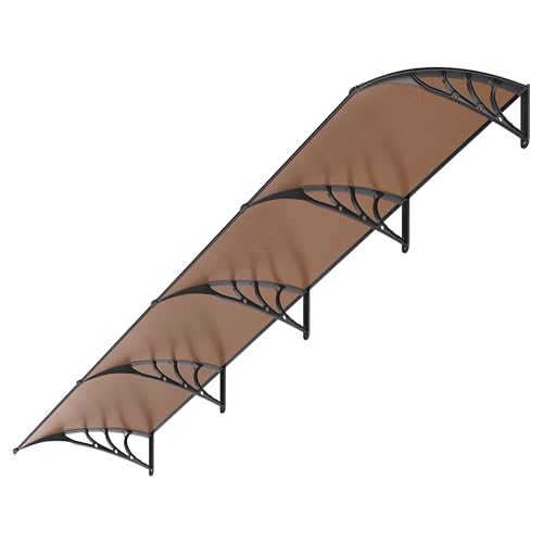 VIVOHOME Polycarbonate Window Door Awning Canopy Brown with Black Bracket 40 Inch x 160 Inch - color: Brown, size: 40 Inch X 160 Inch