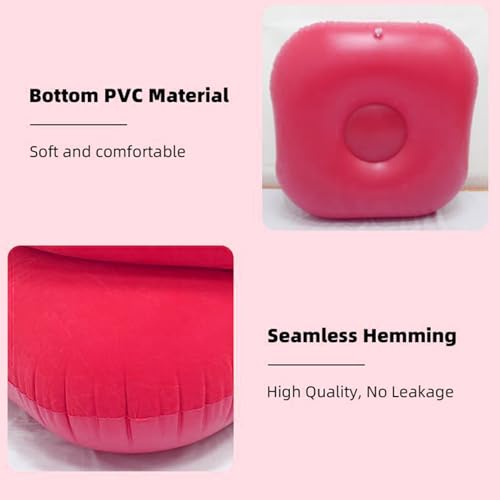 Inflatable Lounge Chair – Flocking PVC 73x73x52cm | Flocked Lounger Seat Lightweight Air Sofa | Portable Blow Up Chair for Outdoor Beach Pool Stadium Travel Living Room and Bedroom Use - color: Hot Pink