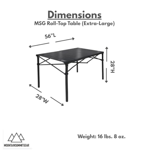 MOUNTAIN SUMMIT GEAR Heavy-Duty Roll-Top Table for Camping - Portable Aluminum-Top Folding Table with Steel Frame by Caddis Sports, Inc. (Extra Large) - size: X-Large