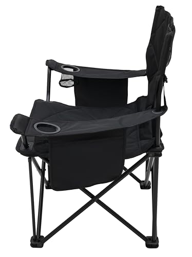 ALPS Mountaineering King Kong Camping Chairs for Adults with Mesh Cup Holders and Pockets, Built Durable and Reliable with Compact Foldable Steel Frame - color: Black