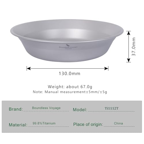 Boundless Voyage Titanium Dish Plate Bowl Set with Carry Bag Outdoor Camping Pan Tableware Cookware Mess Kit for Food Fruit Sauce Ti1112T - color: Ti1112T (bowl)