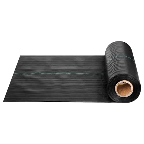 VEVOR Weed Barrier Fabric Heavy Duty, 1.4x50FT 3.2oz Landscape Fabric, Woven Weed Blocker Fabrics, Garden Fabrics Weeds Barrier, Weeds Control Ground Cover, Geotextile Webbing, Gardening Mat, Black - size: 1.4FT*50FT-3.2oz