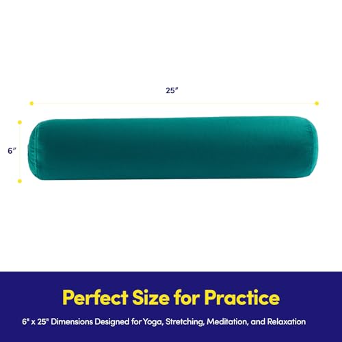 Meditation Cushion Bolster Pillow for Restorative Yoga – Supportive Cushion for Meditation, Pilates, and Relaxation – Filled with Buckwheat Hulls - Removable Cover - color: Teal, size: Bolster (Filled With Eps Beans)